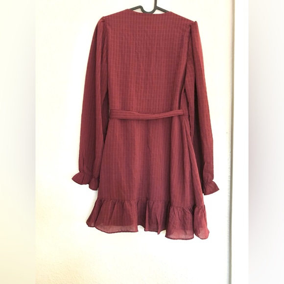 Mi Ami Wine Long Sleeve Wrap Dress - Picture 7 of 7
